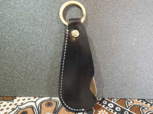KC's Leather Craft Ȗ؃U[~^JShoe Horn Key HolderACx L[z_[ Black