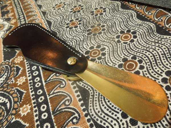 KC's Leather Craft Ȗ؃U[~^JShoe Horn Key HolderACx L[z_[ Black