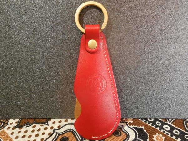 KC's Leather Craft Ȗ؃U[~^JShoe Horn Key HolderACx L[z_[ Red