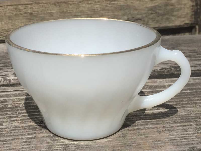 Antique Anchor Hocking Tea Cup/White Swirl、アンカーホッキングティーカップ カップアンドソーサー