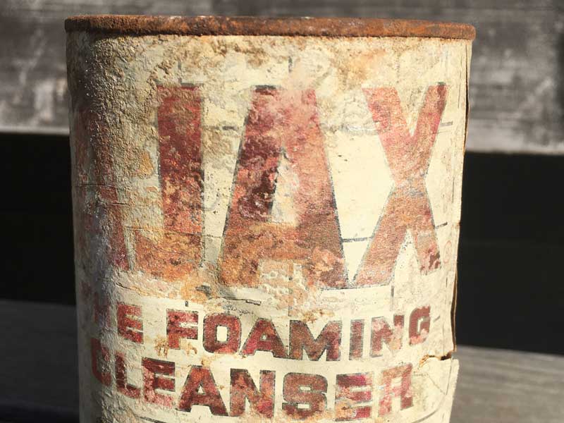 1950's Vintage AJAX CLEANSER Tin Can 50年代 ビンテージ アメリカの古いブリキ缶 AJAX