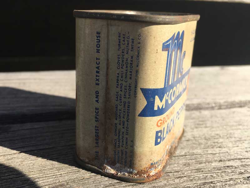1950's Vintage McCORMICK BLACK PEPPER Tin Can 50年代 ビンテージ アメリカの古いブリキ缶 マコーミック