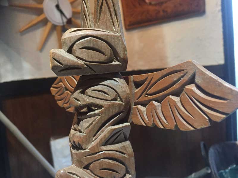 Vintage、Used カナダ ハイダ族のトーテムポールの木製 オブジェ、Haida Totem Pole Wood Objet