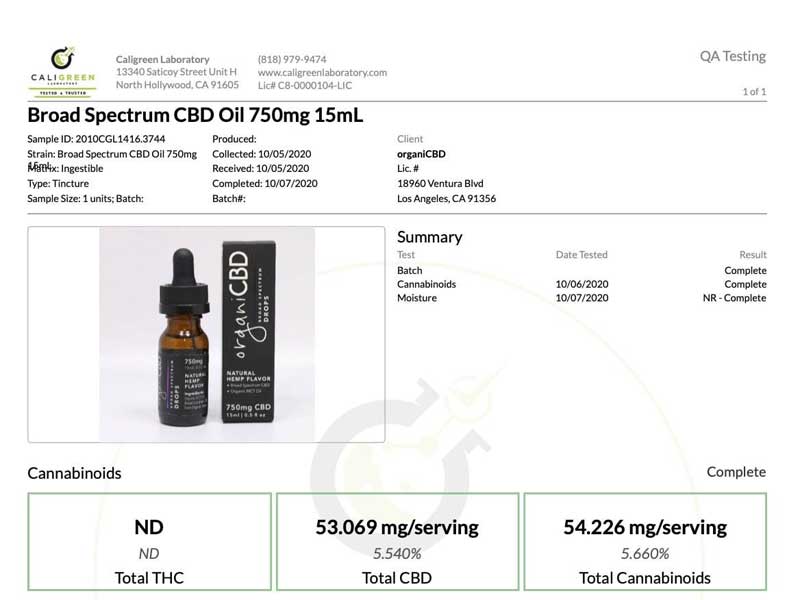 organi Broad Spectrum CBD Oil Tincture15ml 5%iCBD 750mgjAIKj CBDIC ㉺p