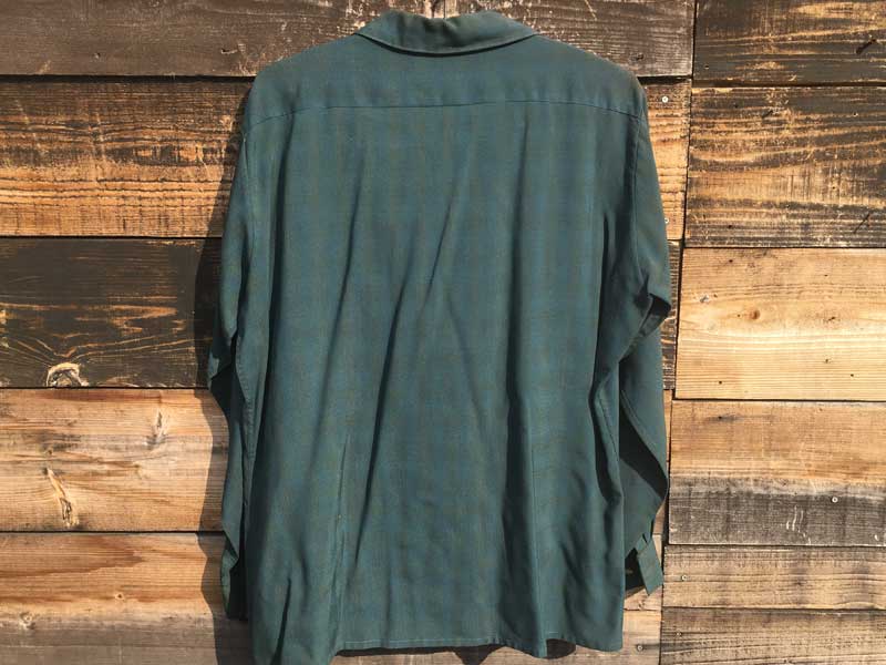 Vintage、Used Arrow Green check Rayon Shirts、US古着 60年代 アロー レーヨンシャツ