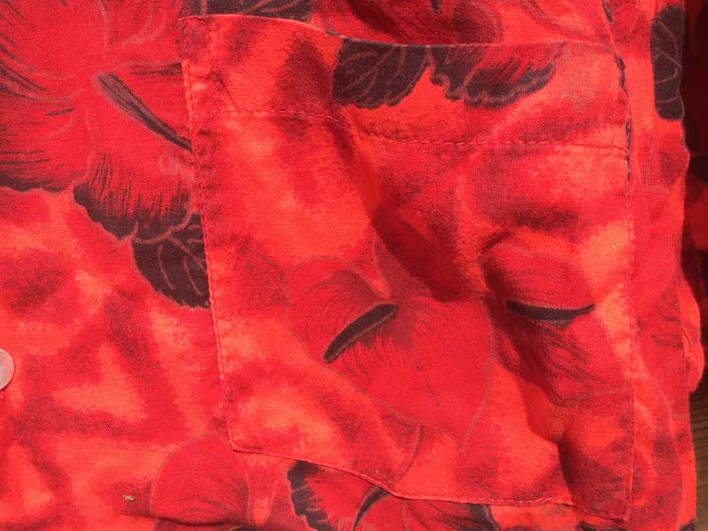 Vintage Aloha shirts Red Hibiscus Made in Hawaii nCrXJX̐ԂAnVc