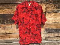 Vintage Aloha shirts Red Hibiscus Made in Hawaii ハイビスカス柄の赤いアロハシャツ