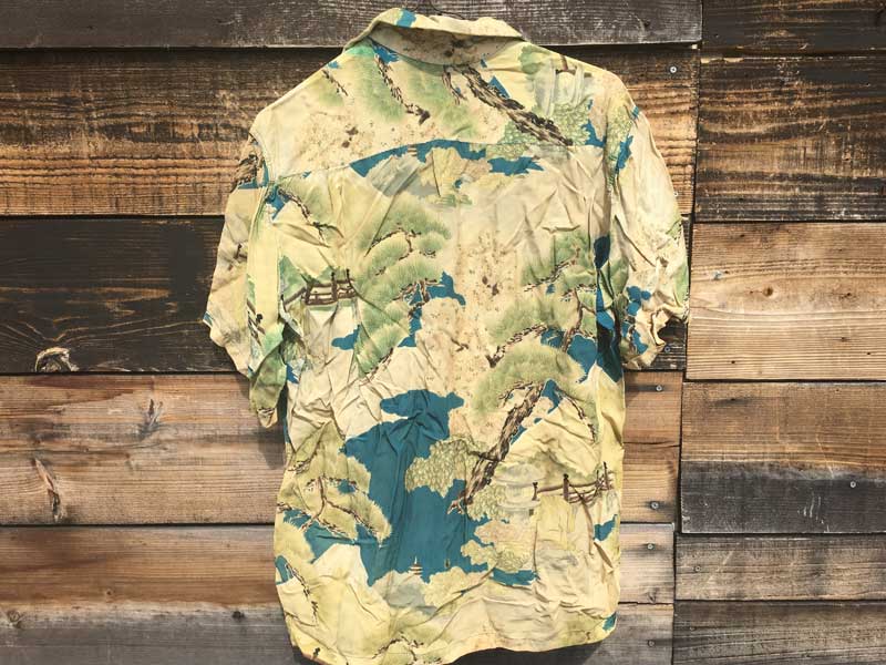 Vintage Aloha shirts Rayon ちりめん素材の和柄 富士・松のアロハ