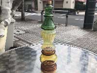 Send Up Art Glass Incense Burner/Stand Drink Rasta GreenxUmber  A[gKX̂ X^h