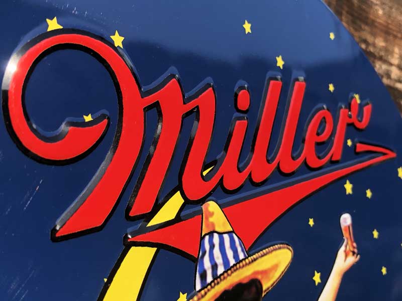 Miller High Life round metal sign、ミラービール 凹凸感のあるエンボス ブリキサイン 、看板