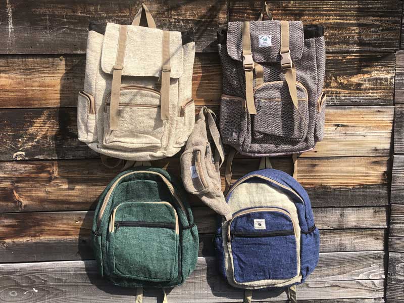 Hemp Bag、Bag Pack、Waist Bag、ネパール ヒマラヤヘンプ製バックパック、リュック、ウエストバッグ