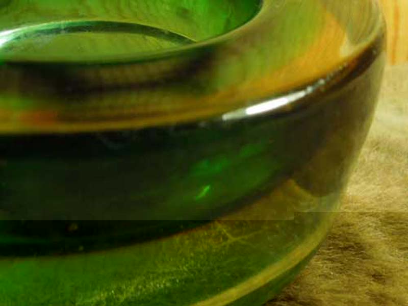 Antique Crystal Glass Ashtray(アンティーク クリスタル ガラス アシュトレイ) クリア×グリーン×オレンジ