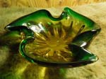 Antique Murano Glass Ashtray/ムラノガラス 灰皿　緑×オレンジ グラデーション