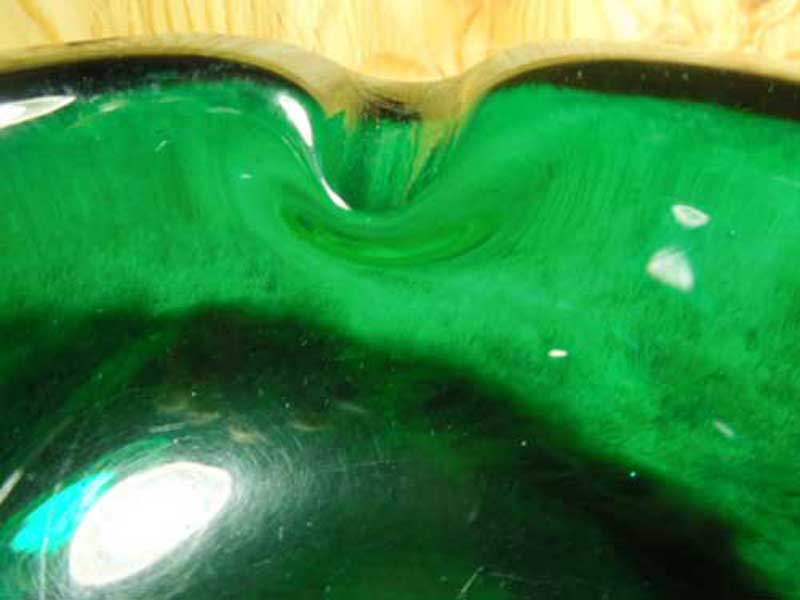 Antique Murano Glass Ashtray/Heavy Green ムラノガラス 灰皿