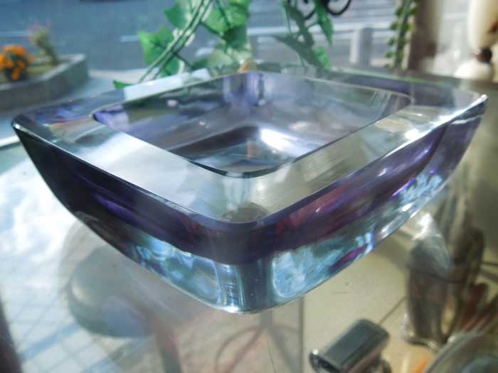 Antique Crystal Glass Ashtray/アンティーク　クリスタルガラス灰皿 Smoke x Purple