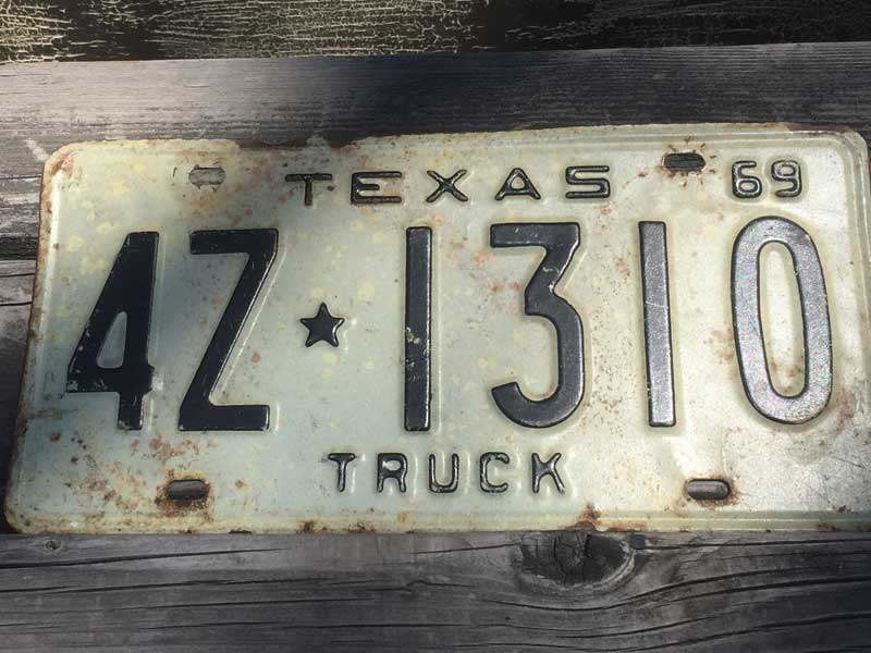 Vintage Used US Number PlateアメリカのナンバープレートTexas1969年