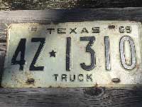 Vintage Used US Number PlateアメリカのナンバープレートTexas1969年