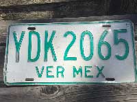 Vintage Used US Number Plateアメリカのナンバープレート VER MEX ;メキシコ ベラクルス州