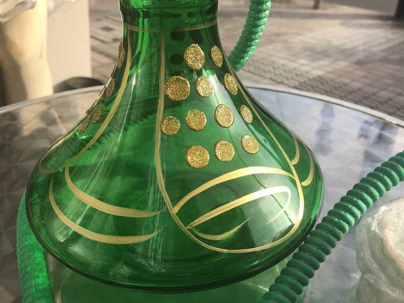 Shisha シーシャ 水パイプ本体 Large Green2 /76cm　ガラス、陶器、ステンレス