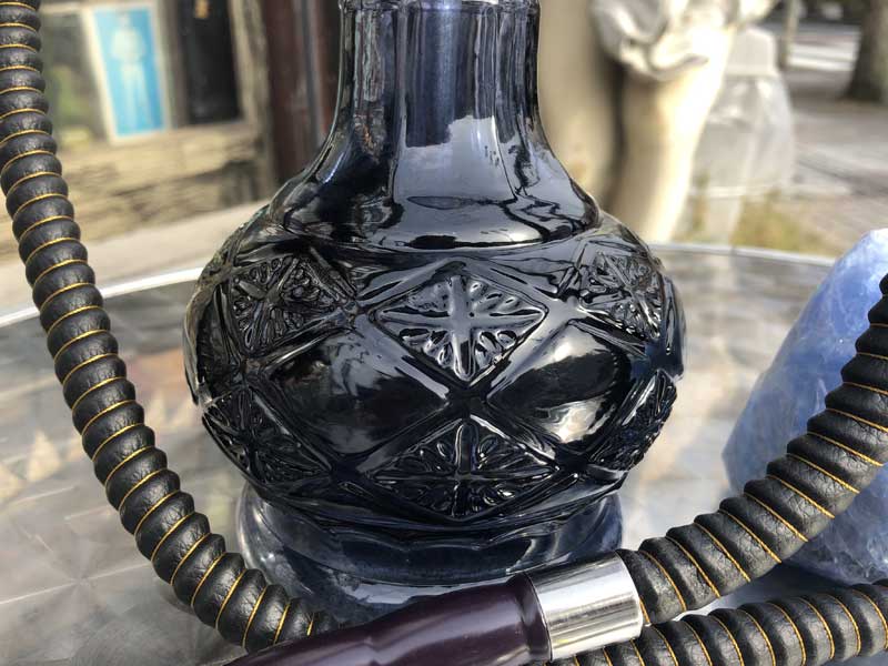 Shisha シーシャ 水パイプ本体 Black Blue 46cm　ガラス、陶器、ステンレス