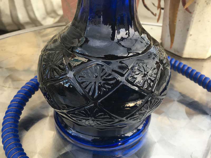 Shisha シーシャ 水パイプ本体 Medium Blue 47cm　ガラス、陶器、ステンレス