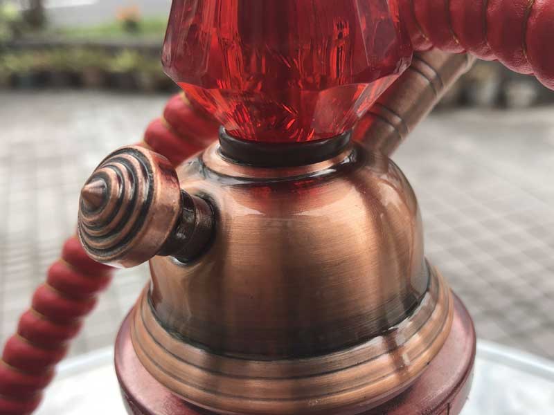 Shisha シーシャ 水パイプ本体 Medium Red 47cm　ガラス、陶器、ステンレス