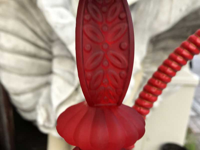 Shisha シーシャ 水パイプ本体 Medium Red3 /41cm　赤ガラス、陶器、ステンレス