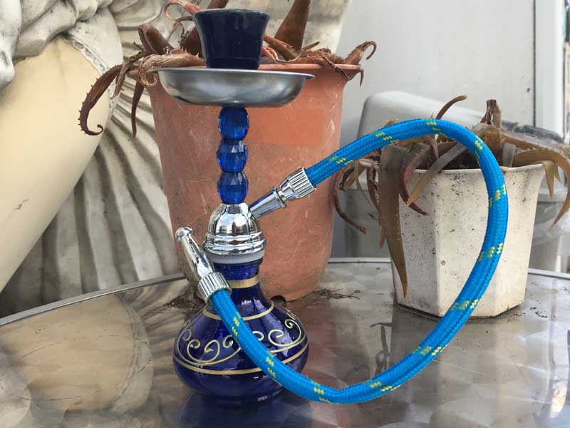 Shisha シーシャ 水パイプ本体 Small Blue 20cm ガラス、陶器、アクリル、ステンレス