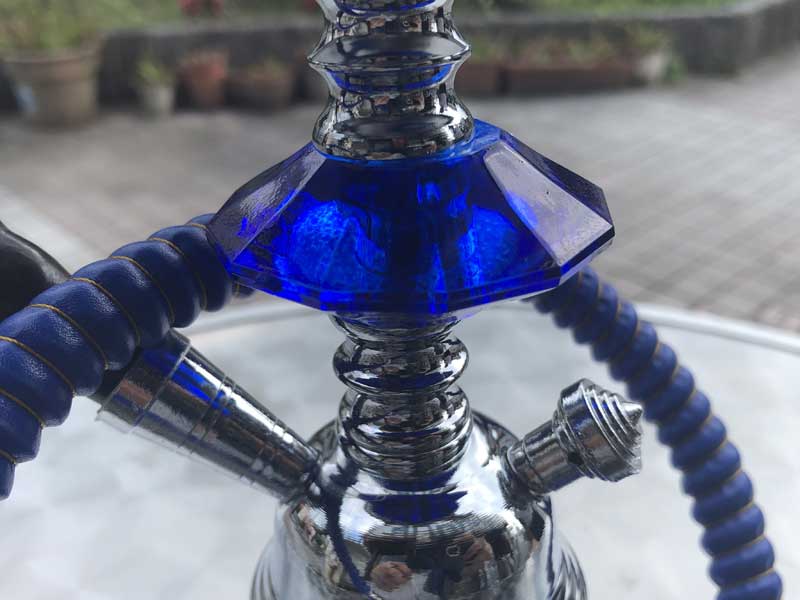 Shisha シーシャ 水パイプ本体 Small + Blue 25cm　ガラス、陶器、ステンレス