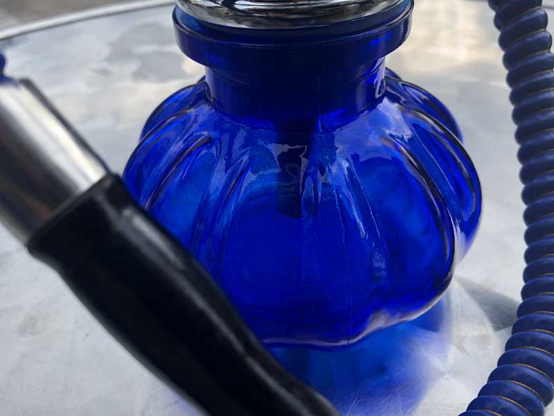 Shisha シーシャ 水パイプ本体 Small + Blue 25cm　ガラス、陶器、ステンレス