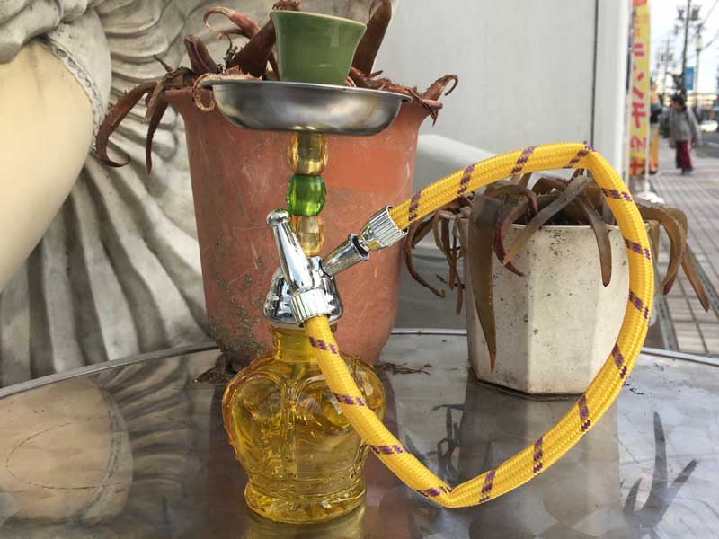 Shisha シーシャ 水パイプ本体 Small Yellow 20cm ガラス、陶器、アクリル、ステンレス