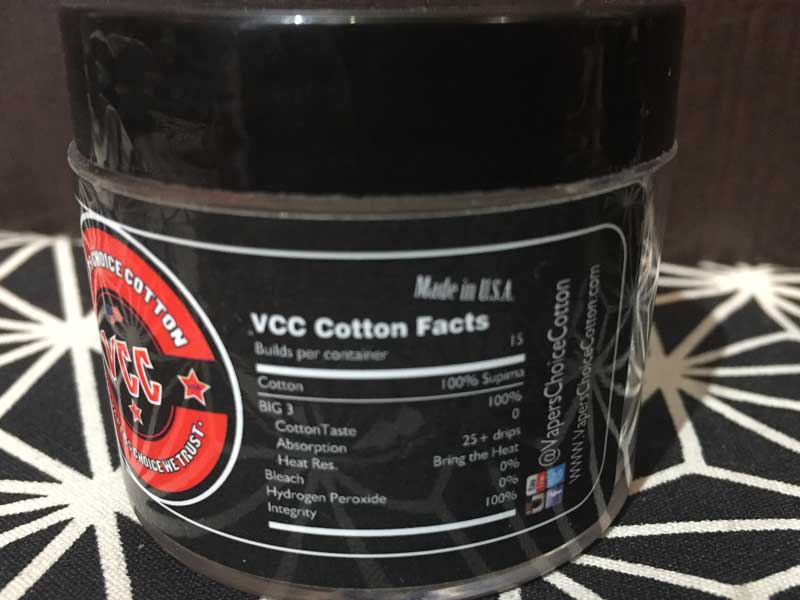 Made in USA VCC Vapers Choice Cotton xCp[Y`CXRbg
