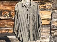 Used Linen Hemp claiborne L/S .Shirts リネン　ヘンプ素材の ヘリンボーンのグレーの長袖シャツ