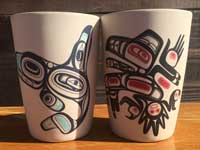 新品 カナダインディアン　ハイダ族のプリントが入った竹繊維のカップ、バンブーカップ