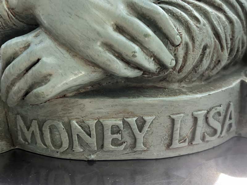 MONEY LISA Coin Bank、アンティーク加工のモナリザのパロディ マネーリザ貯金箱