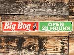 アメリカ生まれのファミリーレストラン BIG BOY OPEN 24 HOURS、ビッグボーイのエンボス メタルサイン 