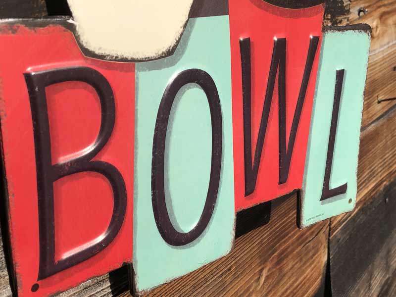50年代、60年代　ミッドセンチュリーな雰囲気満点Bowling ボーリング場の看板、ブリキサイン