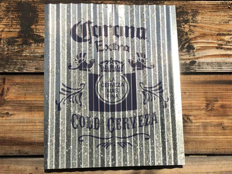 CORONA EXTRA コロナビール コルゲート メタルサイン、アンティーク加工のブリキ製の看板 