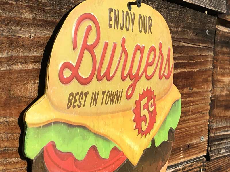 Hamburger & Potato Metal Sign、ハンバーガー、ポテトのメタルサイン、ブリキの看板